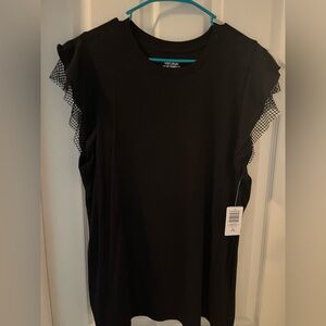 Vintage by Torrid - Shrub Black Ruffle Sleeve Tee Size 2